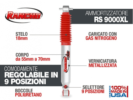 AMMORTIZZATORE RANCHO 9000 XL PER JEEP WRANGLER JK POSTERIORE - Autoricambi4x4