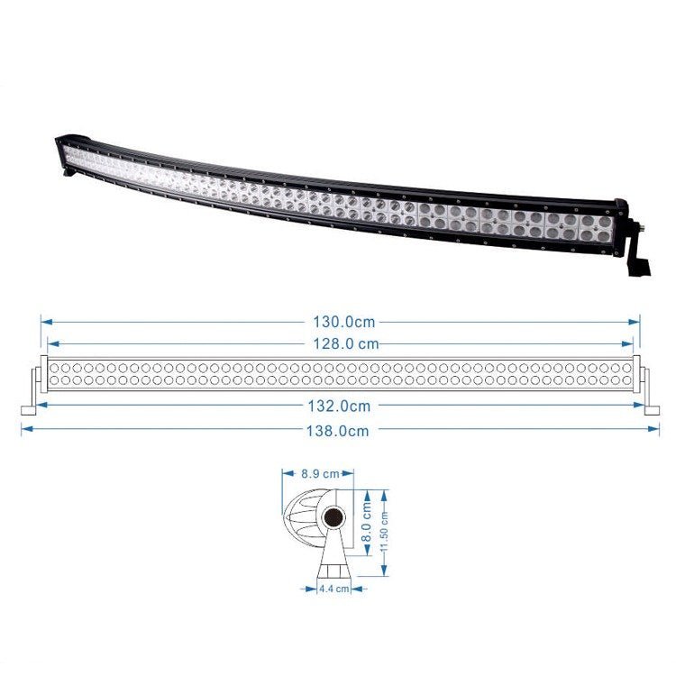 BARRA FULL LED DA 300W (BARRA CURVA 138cm) - Autoricambi4x4