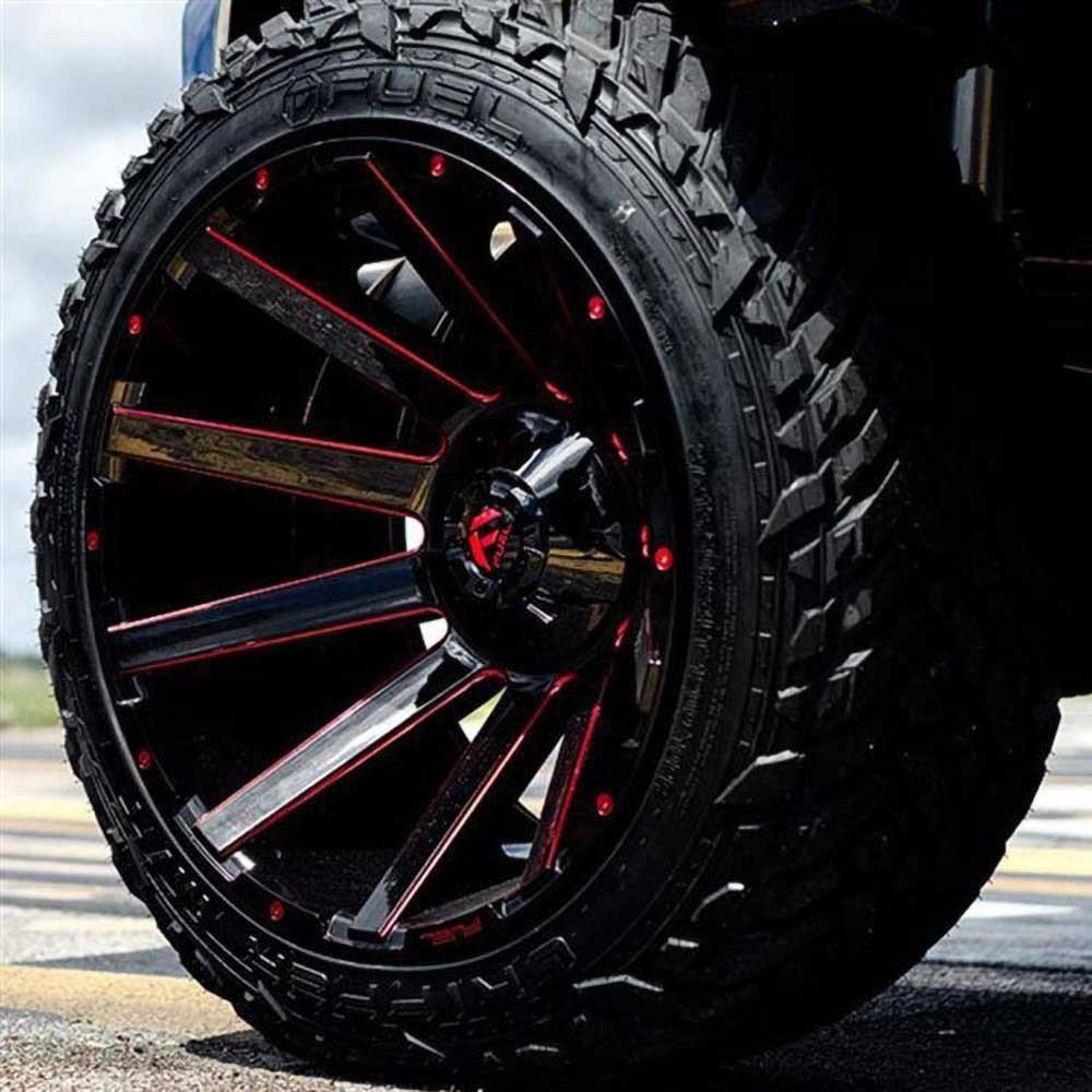 Cerchio in lega D643 Contra Gloss Black/Candy Red Fuel - Autoricambi4x4
