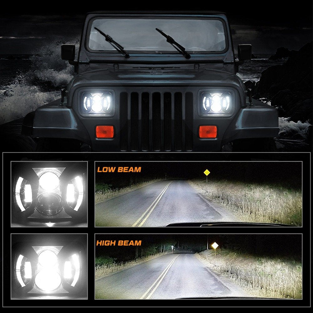 COPPIA FARI FULL LED DA 75W (RETTANGOLARE) - Autoricambi4x4