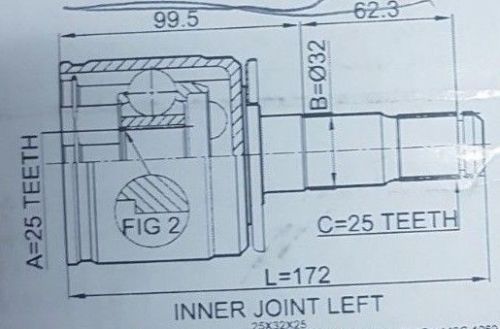GIUNTO OMOCINETICO LATO CAMBIO ANTERIORE SINISTRO 25X32X25 MITSUBISHI L200/ PAJERO I - II - Autoricambi4x4