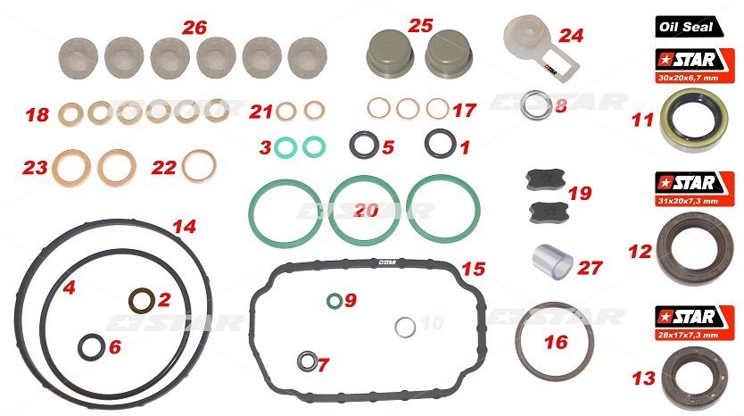 KIT REVISIONE POMPA CARBURANTE TOYOTA 096010 - 0020 IMPIANTO DENSO - Autoricambi4x4