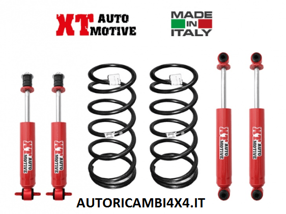 KIT RIALZO COMPLETO XT AUTOMOTIVE +4 CM MITSUBISHI PAJERO 1°SERIE/L040 3 PORTE DAL 1989 AL 1991 (PER VEICOLI A MOLLE POSTERIORI) - Autoricambi4x4