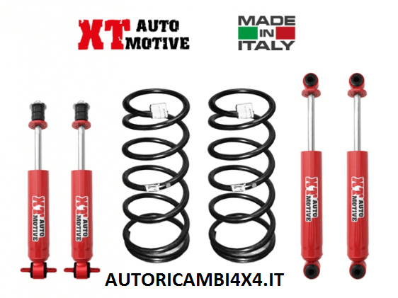 KIT RIALZO COMPLETO XT AUTOMOTIVE +4 CM MITSUBISHI PAJERO 1°SERIE/L040 5 PORTE DAL 1989 AL 1991 (PER VEICOLI A MOLLE POSTERIORI) - Autoricambi4x4