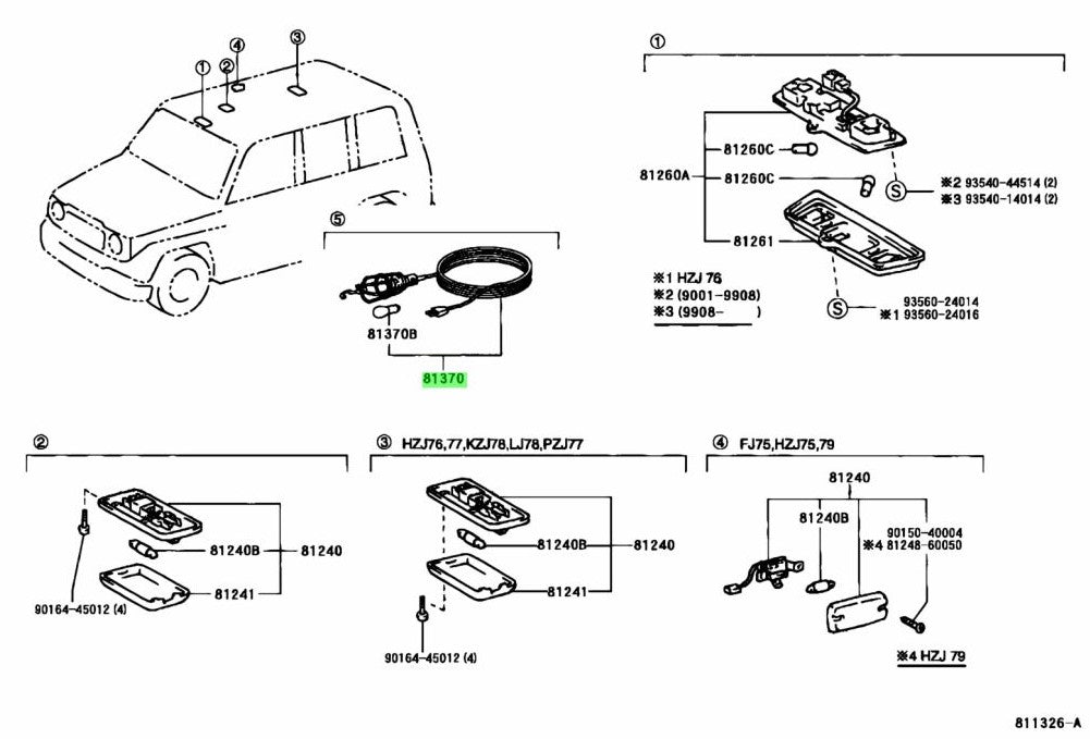 LAMPADA ISPEZIONE INTERNA TOYOTA LAND CRUISER BJ40/ BJ42 (ORIGINALE) - Autoricambi4x4