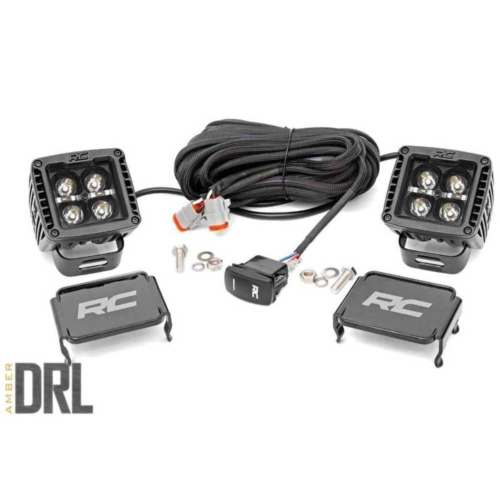 Luci LED 2" quadrate ambra DRL spot Rough Country Black Series - Autoricambi4x4