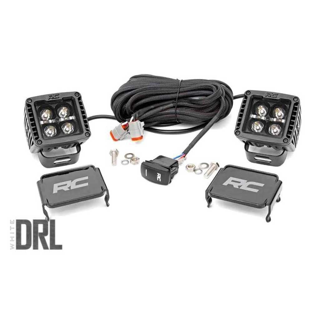 Luci LED 2" quadrate DRL bianche spot Rough Country Black Series - Autoricambi4x4