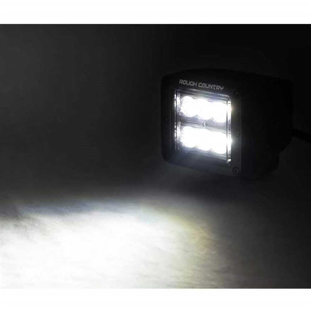 Luci LED 2" quadrate flood Rough Country Black Series - Autoricambi4x4