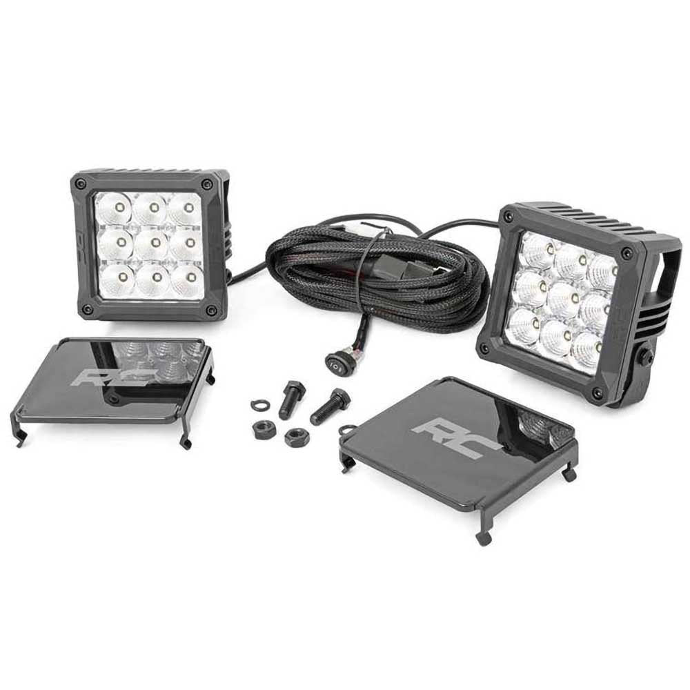 Luci LED 4" quadrate bianche DRL Rough Country Chrome Series - Autoricambi4x4