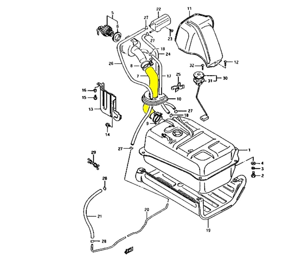 MANICOTTO/ TUBO SERBATOIO INGRESSO CARBURANTE SUZUKI SJ410/ SJ413/ SAMURAI/ SANTANA - Autoricambi4x4