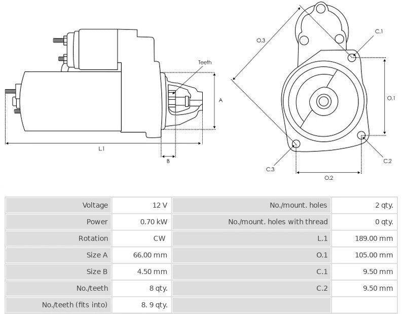 MOTORINO AVVIAMENTO PER SUZUKI VITARA/ GRAN VITARA/ JIMNY/ SAMURAI/ SJ413/ SJ410/ X - 90 (8/9 DENTI) - Autoricambi4x4
