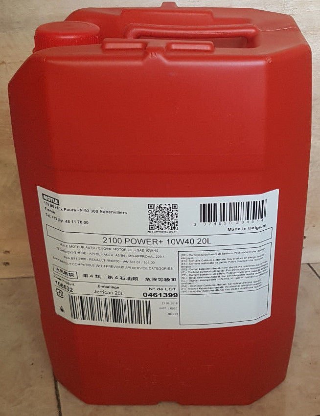 OLIO MOTORE MOTUL 10W40 LITRI 20 2100 POWER + ETICHETTE PER CAMBIO OLIO - Autoricambi4x4