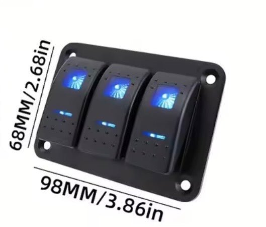 PANNELLO INTERRUTTORI A BILANCIERE IMPERMEABILE 3 TASTI 12V / 24V - Autoricambi4x4