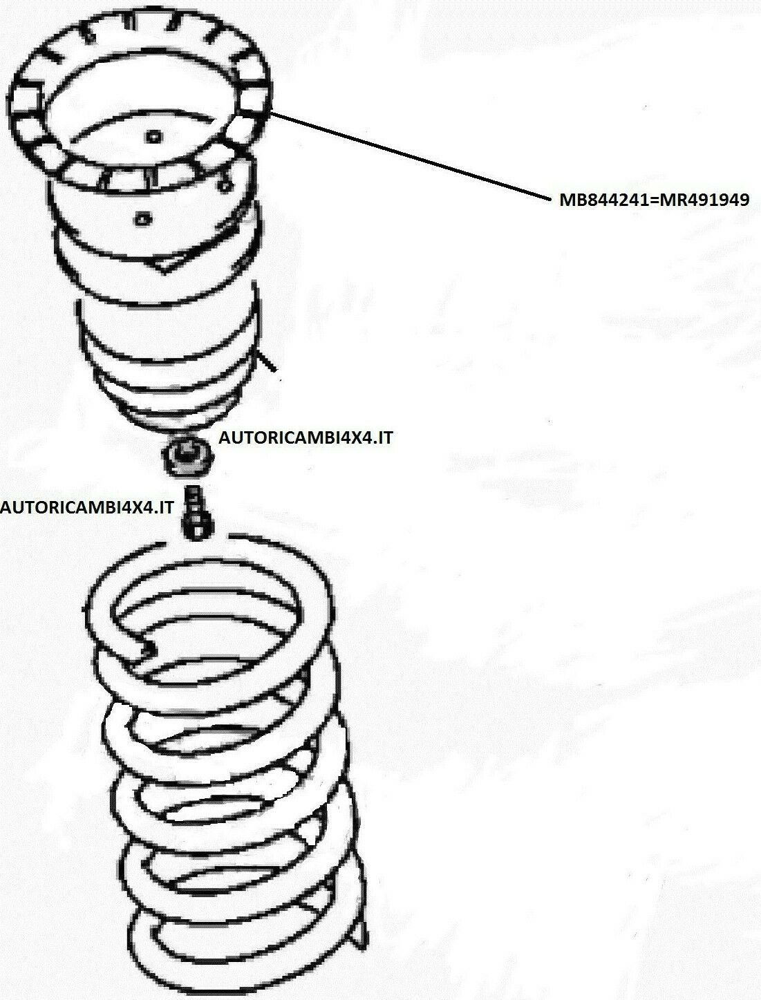 PIATTELLO REGGIMOLLA/DISTANZIATORE SUPERIORE MOLLA POSTERIORE MITSUBISHI PAJERO 2° SERIE MB844241=MR491949 - Autoricambi4x4