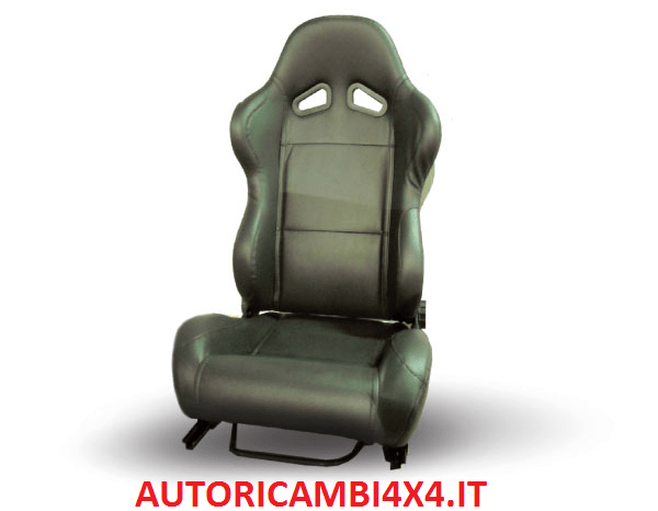 SEDILE SPORTIVO IN ECOPELLE NERO (Regolabile e Reclinabile) - Autoricambi4x4