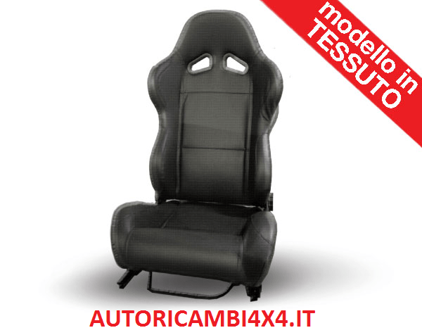 SEDILE SPORTIVO IN TESSUTO NERO (Regolabile e Reclinabile) - Autoricambi4x4