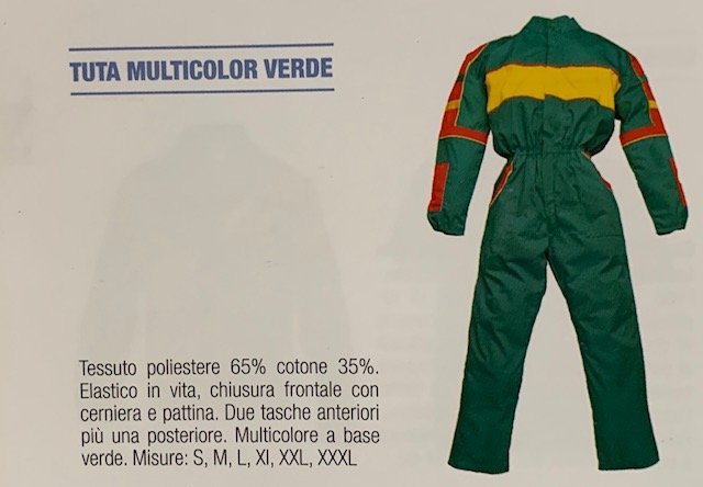 TUTA DA LAVORO MULTICOLOR VERDE (65% POLIESTERE E 35% COTONE) MISURE:M,L,XL,XXL,XXXL - Autoricambi4x4