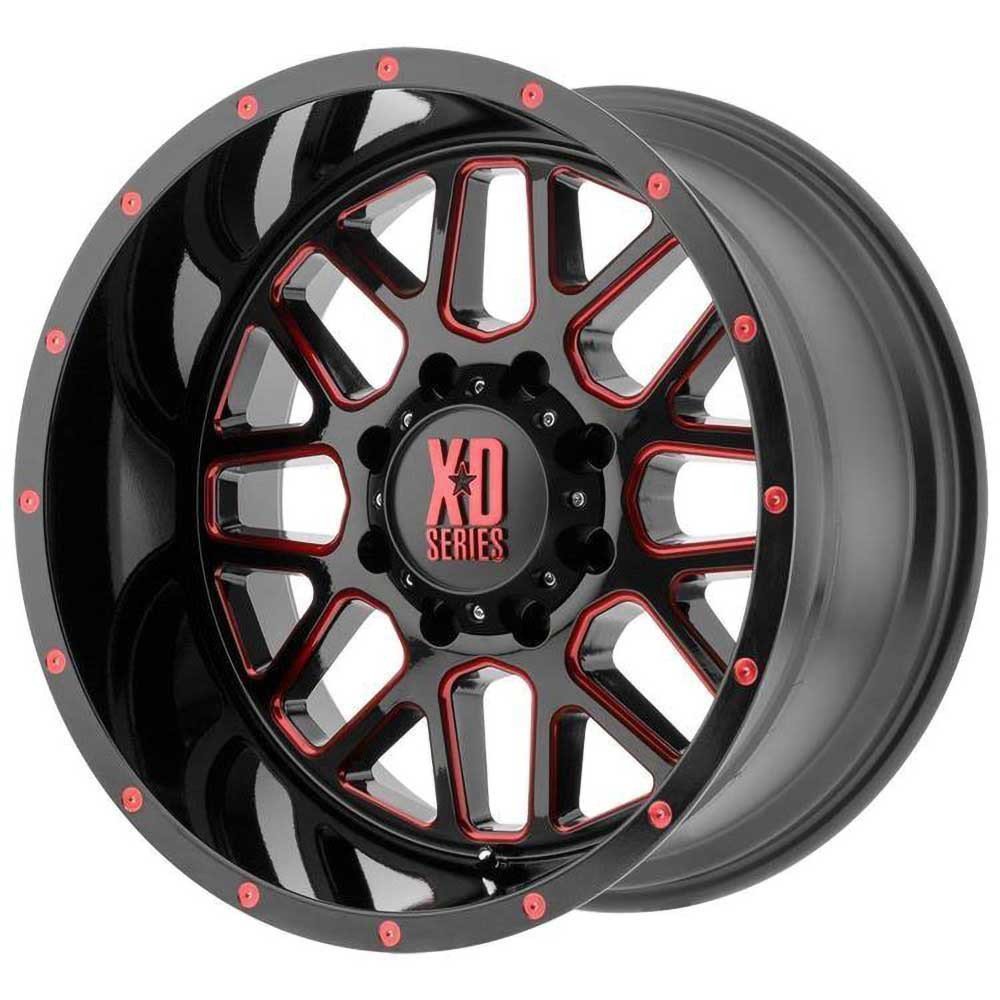 Alloy wheel XD820 Grenade Satin Black Milled/Red Clear Coat XD Series - Autoricambi4x4