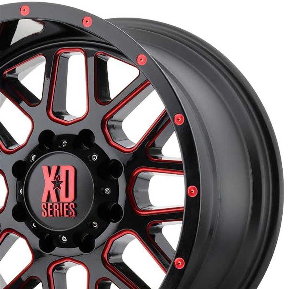 Alloy wheel XD820 Grenade Satin Black Milled/Red Clear Coat XD Series - Autoricambi4x4