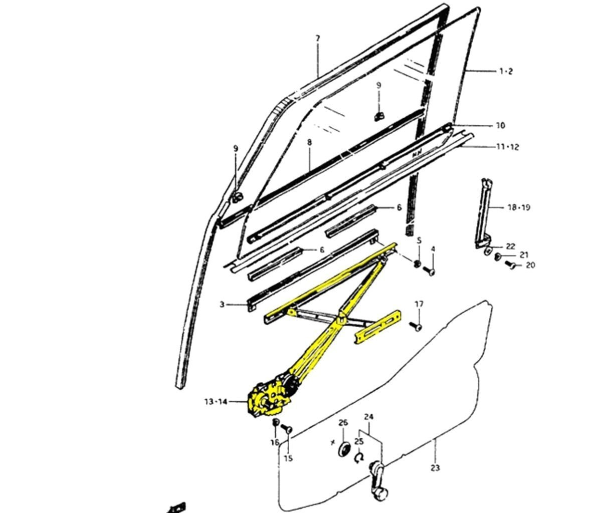ALZACRISTALLO/ MECCANISMO ALZAVETRO DESTRO SUZUKI SJ410/ SJ413/ SAMURAI/ SANTANA - Autoricambi4x4