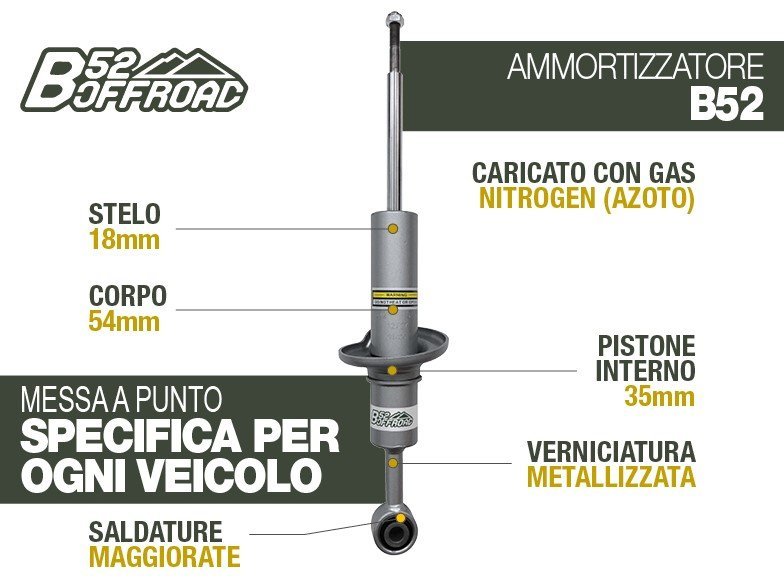 AMMORTIZZATORE B52 OFFROAD PER FORD RANGER DAL 2011 AL 2018 ANTERIORE - Autoricambi4x4