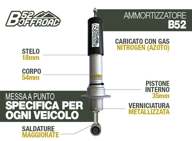 AMMORTIZZATORE B52 OFFROAD PER NISSAN PICK UP D40 ANTERIORE - Autoricambi4x4