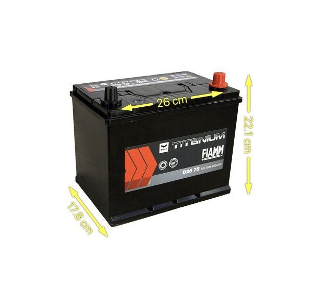 BATTERIA AUTO FIAMM 75Ah 640A 12V – BLACK TITANIUM D26 75 (DX) - Autoricambi4x4