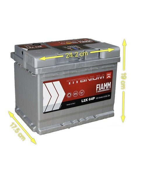 BATTERIA AUTO FIAMM L2X64P 64AH 610A 12V (SX) - Autoricambi4x4