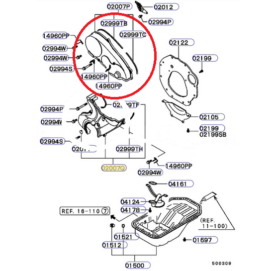 COPERCHIO DISTRIBUZIONE MITSUBISHI PAJERO II/ L200 K74 (ORIGINALE) - Autoricambi4x4