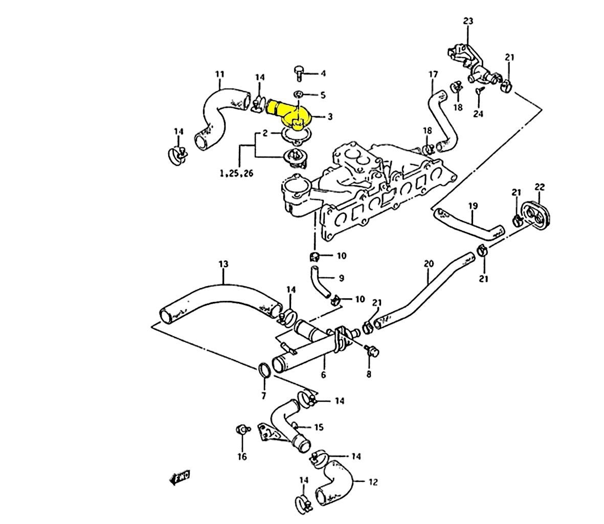 COPERCHIO TERMOSTATO CON GUARNIZIONE SUZUKI SJ410/ SJ413/ SAMURAI/ SANTANA - Autoricambi4x4