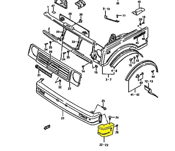 COPPIA CANTONALI PARAURTI ANTERIORE SUZUKI SJ410/ SJ413/ SAMURAI/ SANTANA - Autoricambi4x4