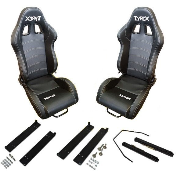 COPPIA SEDILI SPORTIVI TYREX IN ECOPELLE TOTAL BLACK - Autoricambi4x4