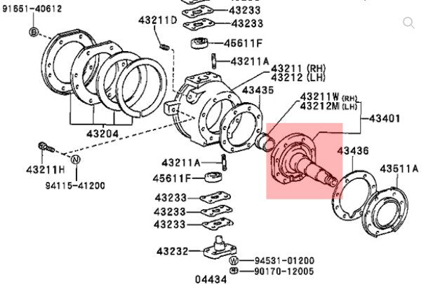FUSO A SNODO/ MOZZO RUOTA ANTERIORE TOYOTA HILUX/ LAND CRUISER BJ40/ BJ70/ LJ70 I - Autoricambi4x4