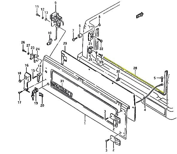GUARNIZIONE BATTUTA SPONDINA POSTERIORE SUZUKI SJ410/ SJ413/SAMURAI/ SANTANA - Autoricambi4x4