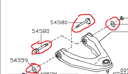 KIT BULLONI ECCENTRICO PER REGOLAZIONE CAMBER NISSAN KING CAB D22/ PATHFINDER R51 - Autoricambi4x4