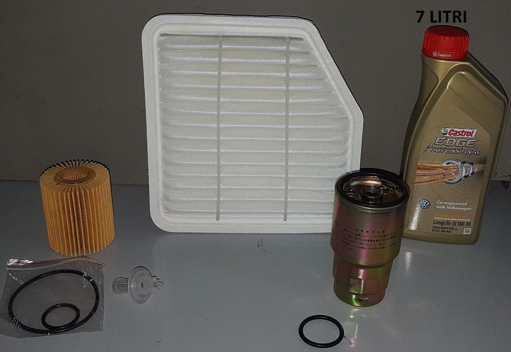 KIT TAGLIANDO 3 FILTRI + LITRI 7 CASTROL 5W30 TOYOTA RAV 4 III 2.2 D - 4D DAL 2006 ( COD. MOTORE 2AD - FTV / 2AD - FHV) - Autoricambi4x4