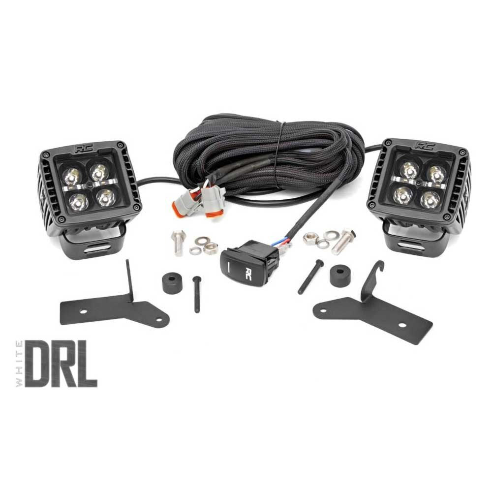 Luci LED 2" quadrate bianche DRL Rough Country Black Series - Autoricambi4x4