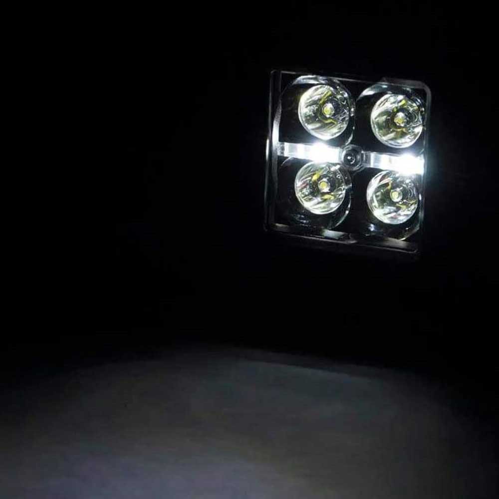 Luci LED 2" quadrate DRL bianche spot Rough Country Black Series - Autoricambi4x4