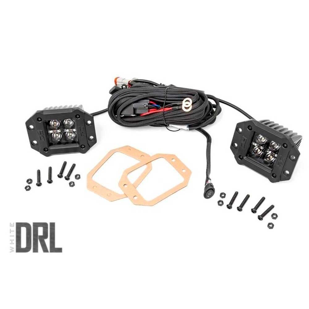 Luci LED 2" quadrate DRL bianche spot Rough Country Black Series - Autoricambi4x4