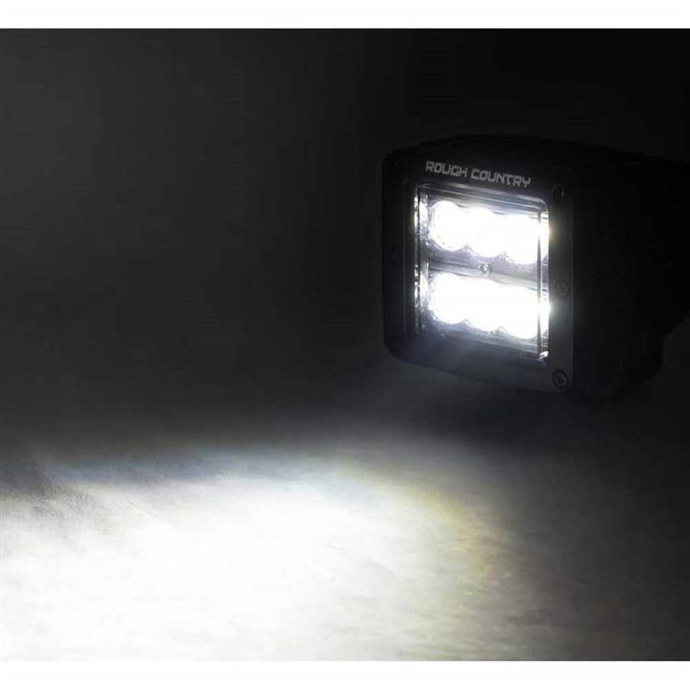 Luci LED quadrate Cree 2" Spot Beam Rough Country Black Series - Autoricambi4x4