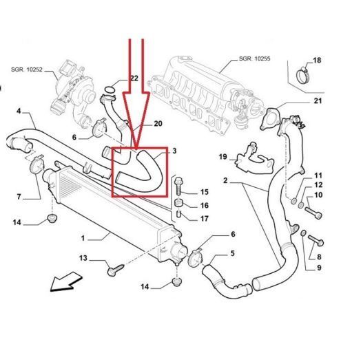 MANICOTTO ARIA INTERCOOLER FIAT BRAVO II 1.9 JTD DAL 2007 AL 2009 - Autoricambi4x4