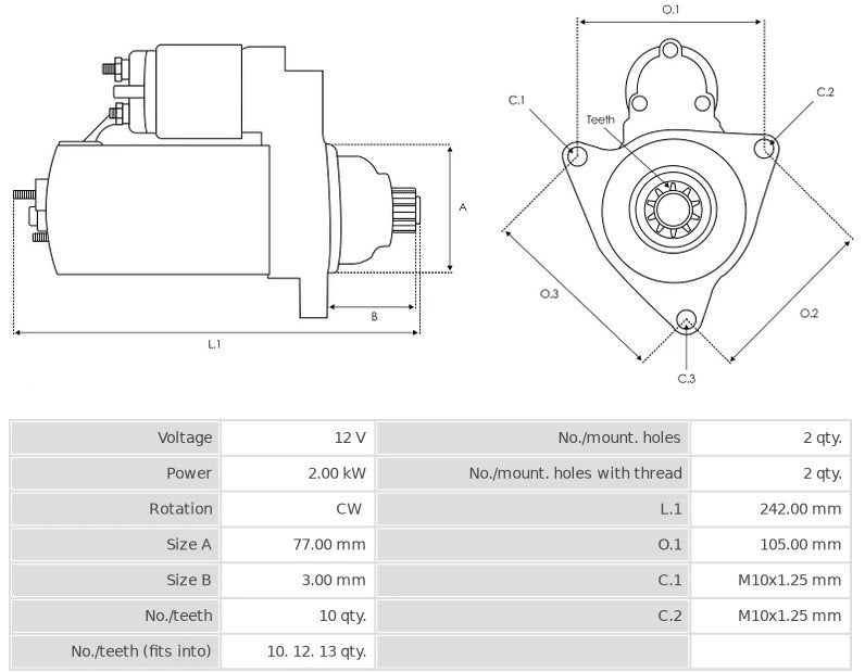MOTORINO AVVIAMENTO HYUNDAI GALLOPER/ MITSUBISHI PAJERO - Autoricambi4x4
