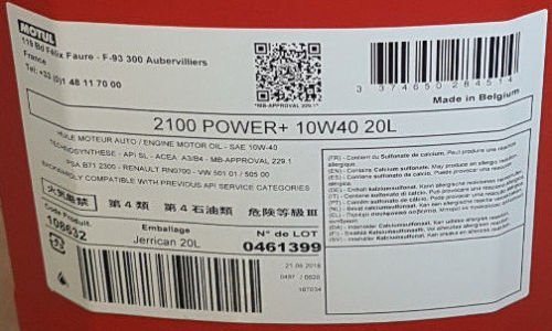 OLIO MOTORE MOTUL 10W40 LITRI 20 2100 POWER + ETICHETTE PER CAMBIO OLIO - Autoricambi4x4