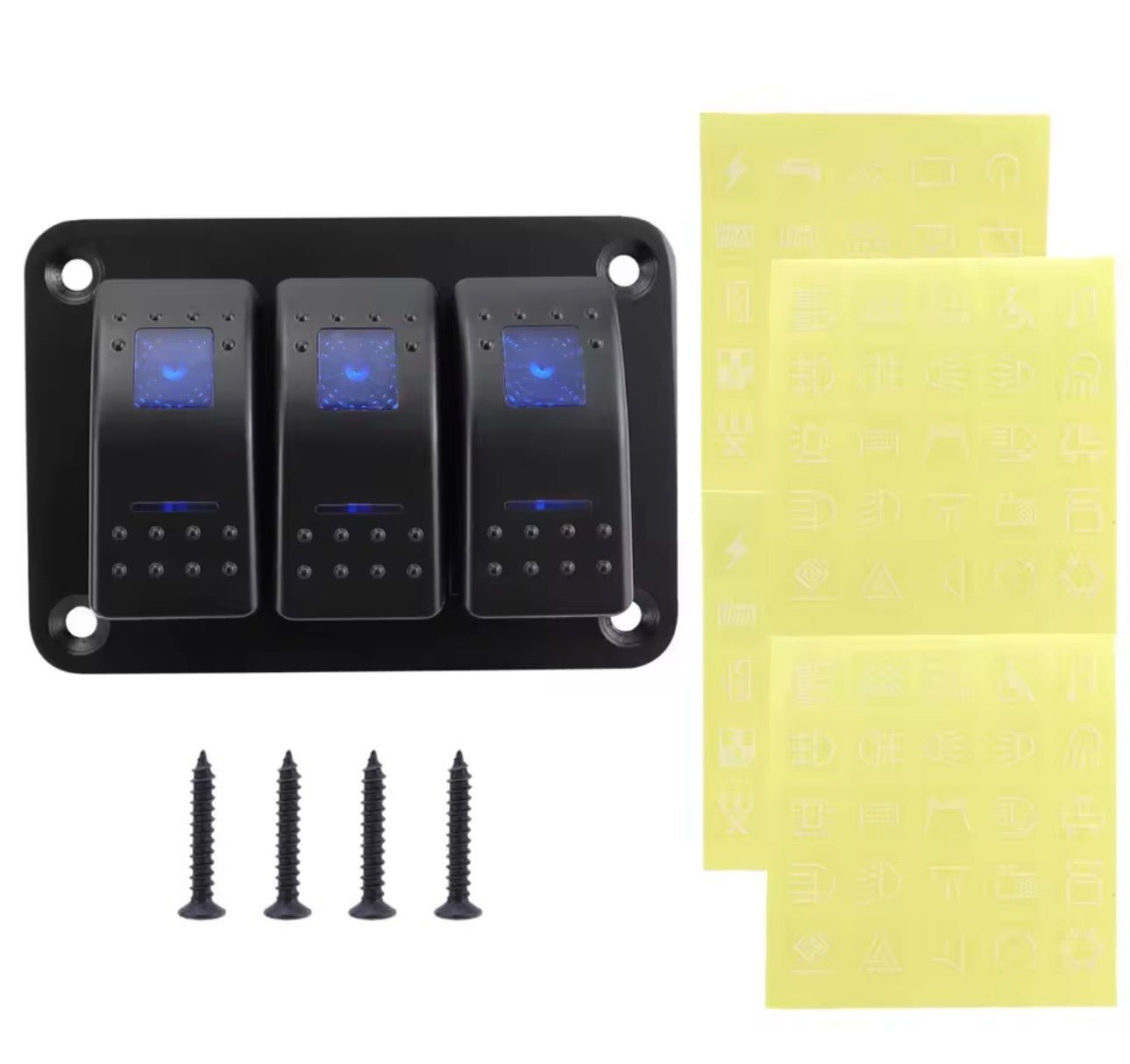 PANNELLO INTERRUTTORI A BILANCIERE IMPERMEABILE 3 TASTI 12V / 24V - Autoricambi4x4