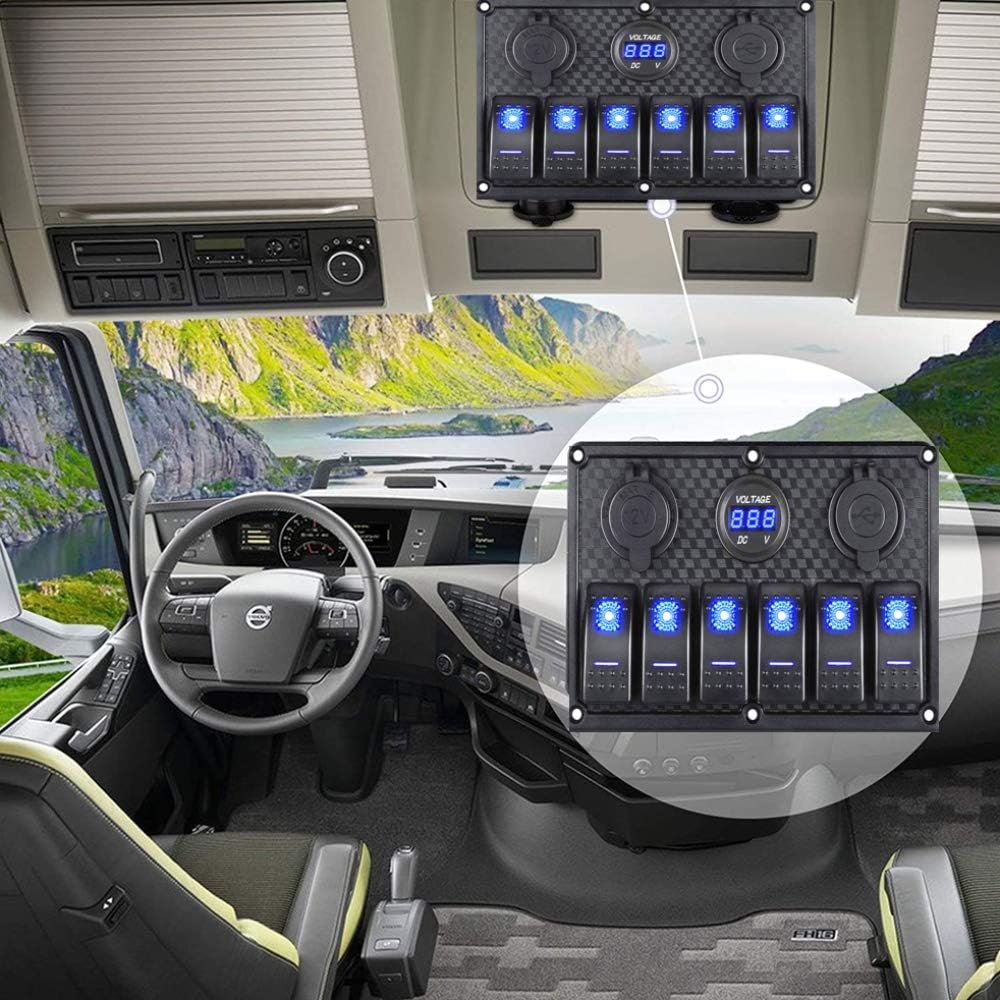 PANNELLO INTERRUTTORI A BILANCIERE IMPERMEABILE 6 TASTI 12V / 24V - Autoricambi4x4