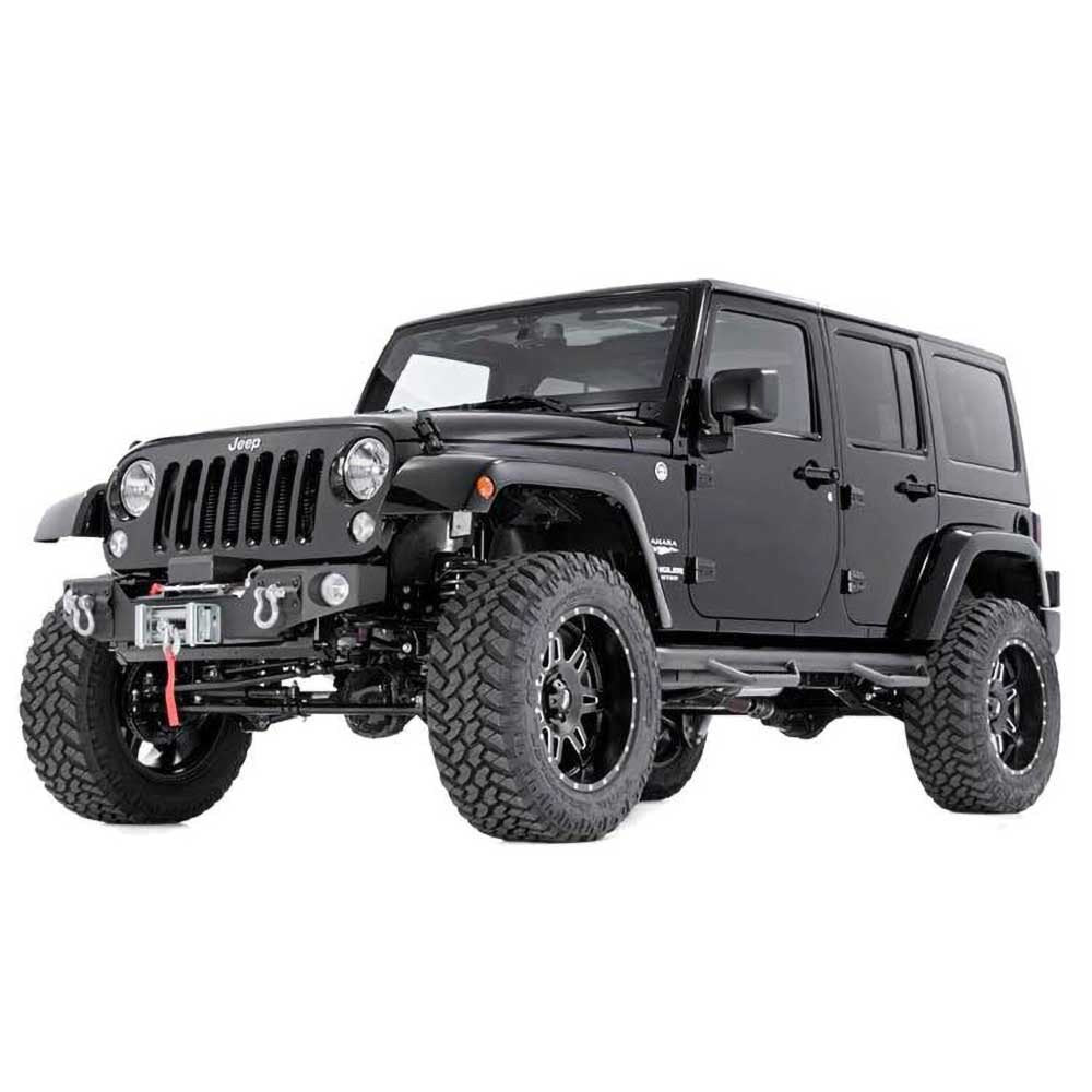 Paraurti anteriore con piastra verricello e attacchi fari fendinebbia stubby Rough Country - Autoricambi4x4