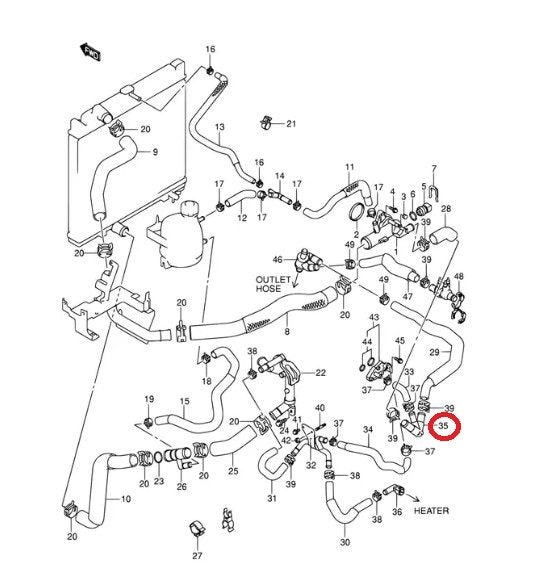 RACCORDO RISCALDAMENTO A 3 VIE SUZUKI JIMNY (ORIGINALE) - Autoricambi4x4