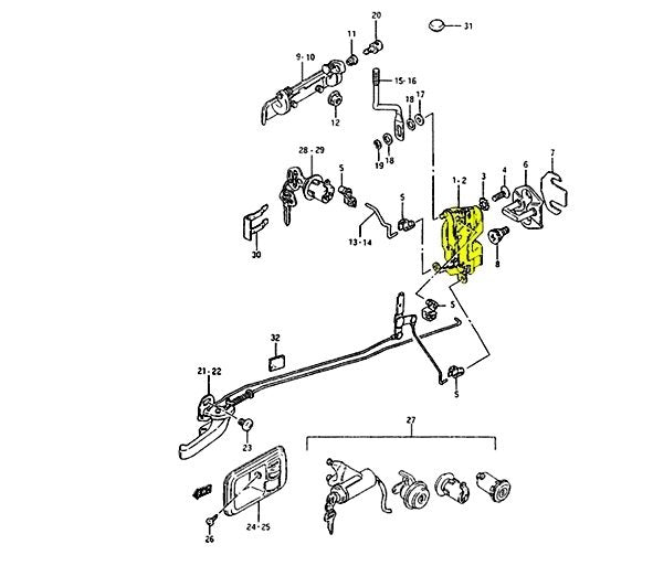 SERRATURA PORTA ANTERIORE DESTRA SUZUKI SJ410/ SJ413/ SAMURAI/ SANTANA - Autoricambi4x4