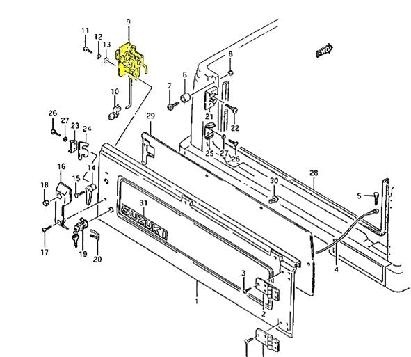 SERRATURA PORTELLONE POSTERIORE SUZUKI SJ410/ SJ413/ SAMURAI/ SANTANA - Autoricambi4x4