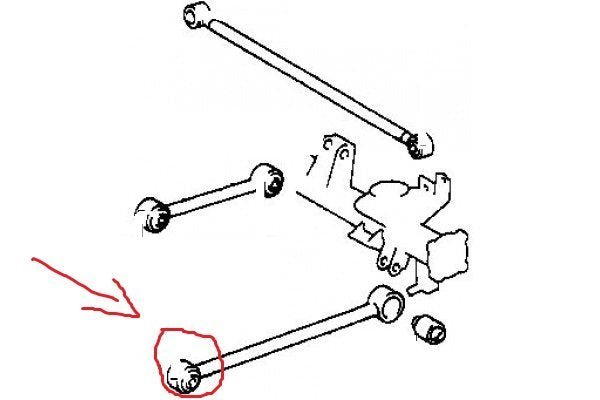 SILENTBLOCK BRACCIO OSCILLANTE LONGITUDINALE POSTERIORE TOYOTA LAND CRUISER KZJ90/ 4 RUNNER - Autoricambi4x4